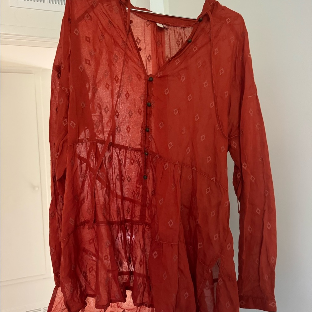 Women's Rust Red Sheer Top